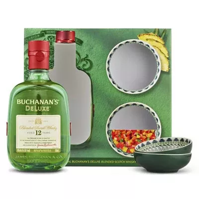 buchanan-s-blended-scotch-deluxe-12-yr-80-w-2-salsa-bowls-750ml Buchanan'S Blended Scotch Deluxe 12 Yr 80 W/ 2 Salsa Bowls 750ML