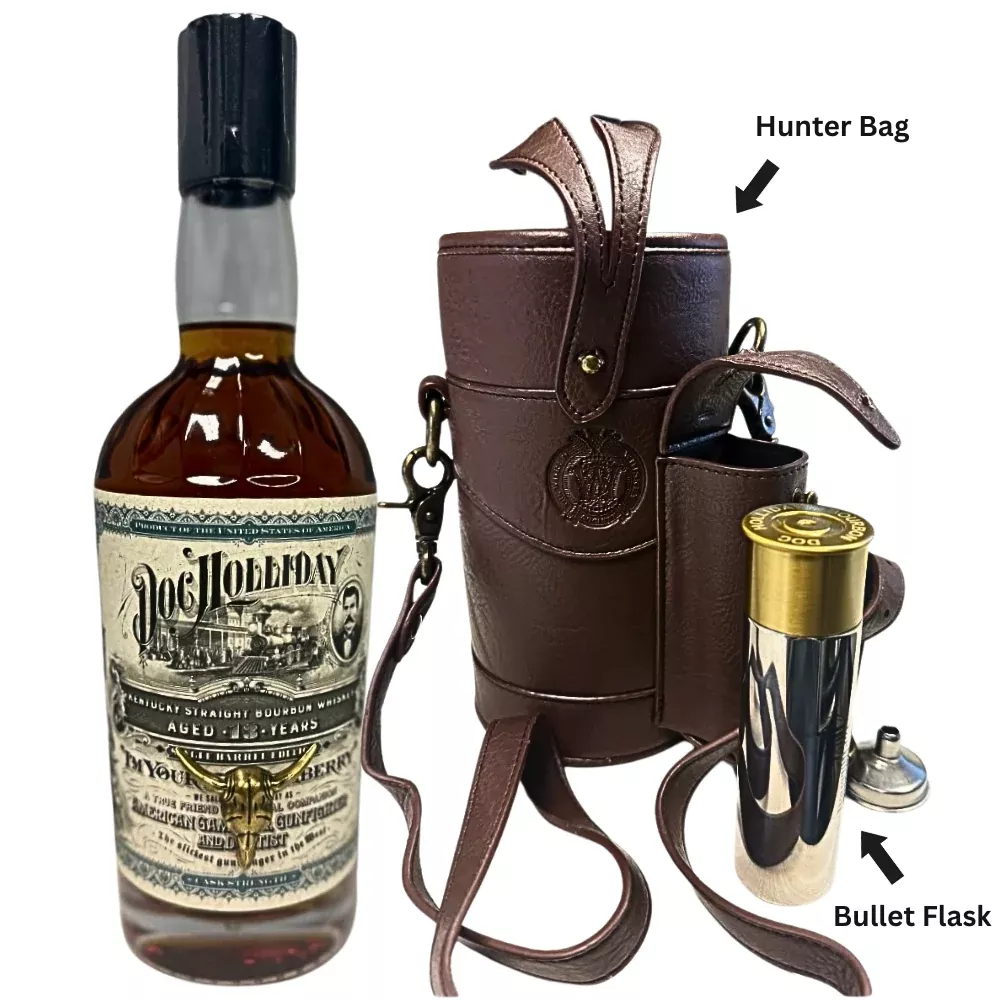 doc-holliday-13-year-kentucky-bourbon-hunter-bag-w-bullet-flask Doc Holliday 13 Year Kentucky Bourbon Hunter Bag W/Bullet Flask