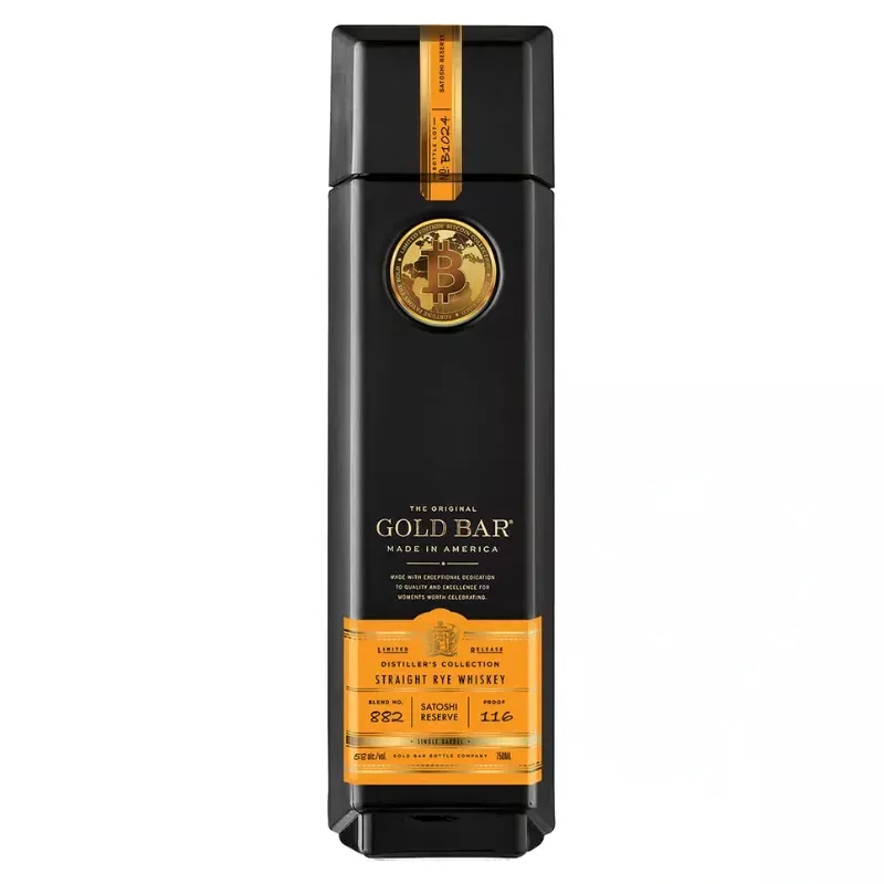 Gold Bar Bitcoin Satoshi Reserve Rye Whiskey Limited Edition 750mL