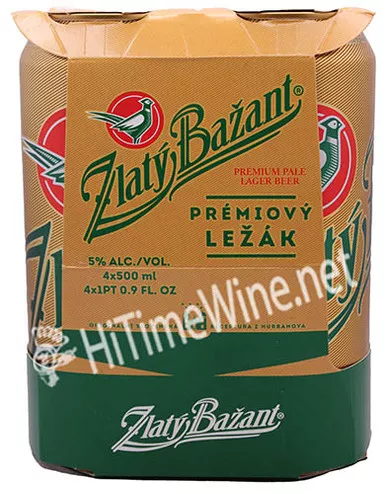 ZLATY BAZANT, GOLDEN PHESENT PREMIUM PALE LAGER 5% ABV, 4 PACK 500ml CANS.